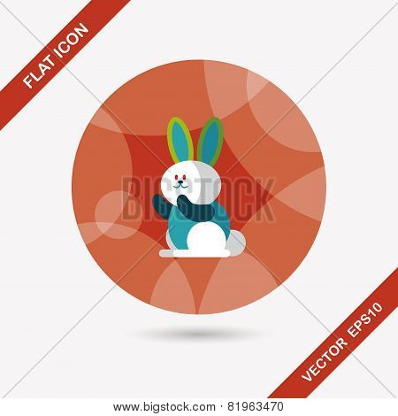Rabbit Flat Icon With Long Shadow,eps 10