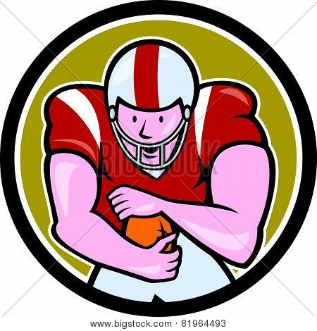 American Football Running Back Circle Cartoon