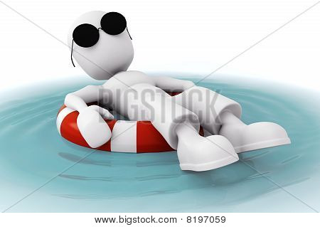 3D uomo che salta in una piscina