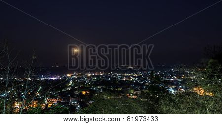 Night View Of Uthai Thani City, Thailand