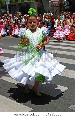 Young flamenco dancer in the street.