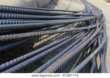 Steel Rods Used To Reinforce Concrete In Construction
