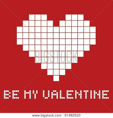 Gift Card For A Valentines Day In Pixel Art Style, Vector Illustration