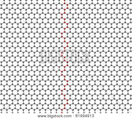 Graphene sheet with a red separator strip on a white background