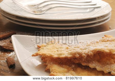 Chiacchere typical of Italian sweet carnival period
