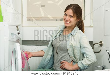 Beautiful Girl Doing Laudry
