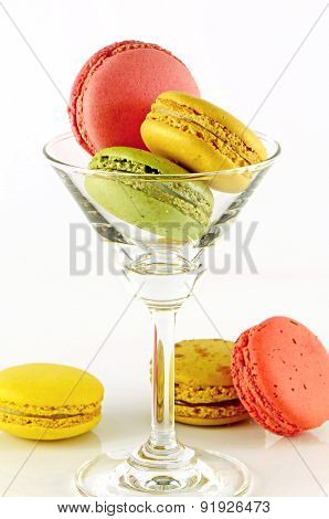 Sweet Macaroons in Cocktail Glass.