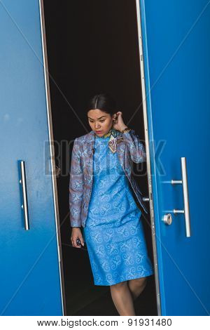 Hostess At  Kazakhstan Pavilion At Expo 2015 In Milan, Italy