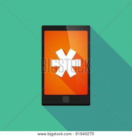 Long Shadow Phone Icon With An Asterisk