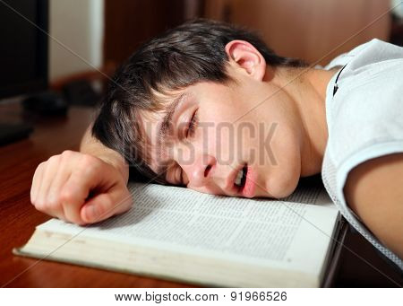 Student Sleep On The Book