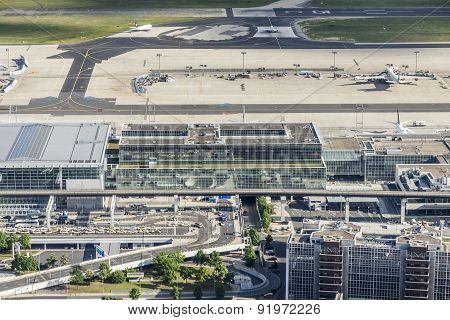 Aerial Of Airport In Frankfurt