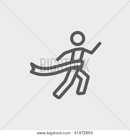 Winner crossed the finish line icon thin line for web and mobile, modern minimalistic flat design. Vector dark grey icon on light grey background.