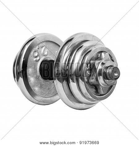 Dumbbells In Black And White On A White Background