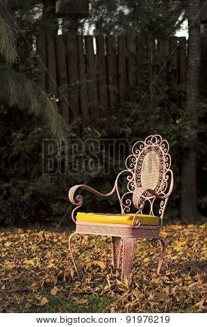 Pink  Chairl In An Autumnal Garden