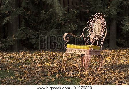 Pink  Chairl In An Autumnal Garden