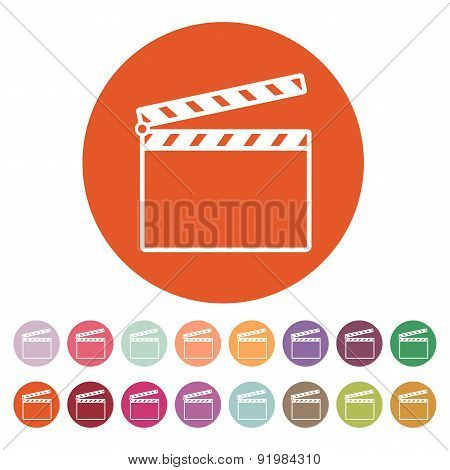 The Clapper Board Icon. Clapper Board Symbol. Flat