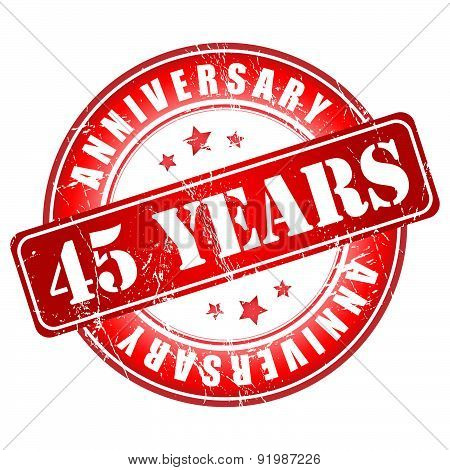 45 years anniversary red stamp.