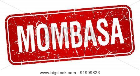 Mombasa Red Stamp Isolated On White Background