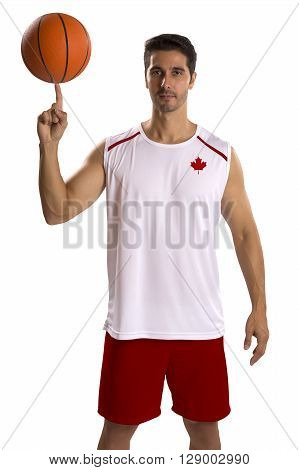 Professional Canadian Basketball Player With Ball.