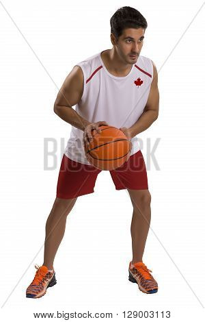 Professional Canadian Basketball Player With Ball.