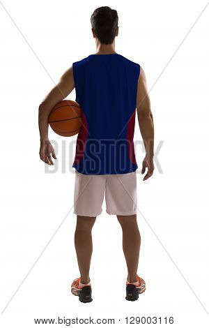 Professional American Basketball Player With Ball.