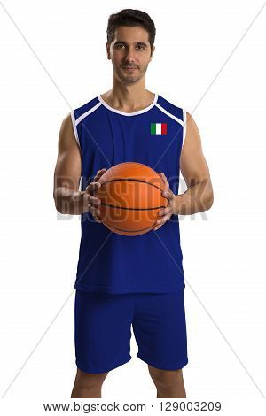 Professional Italian Basketball Player With Ball.