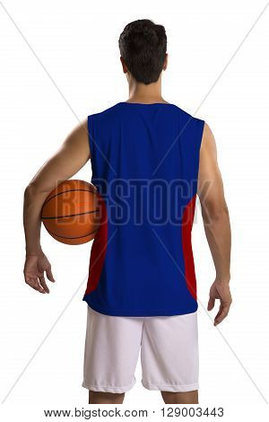 Professional American Basketball Player With Ball.