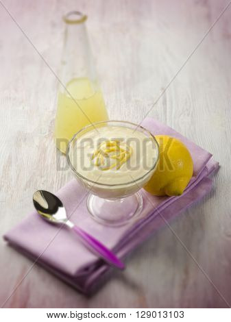 lemon mousse, selective focus