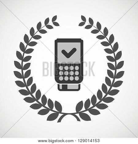 Isolated Laurel Wreath Icon With  A Dataphone Icon