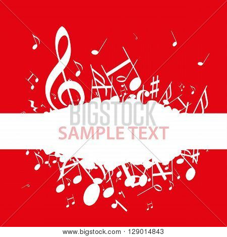 a moving illustration with the silhouettes of musical notes on red