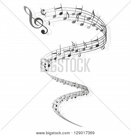 a moving illustration with the silhouettes of musical notes