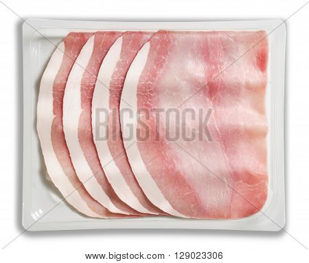 Top view Tray Packaged of Presliced Baked Ham
