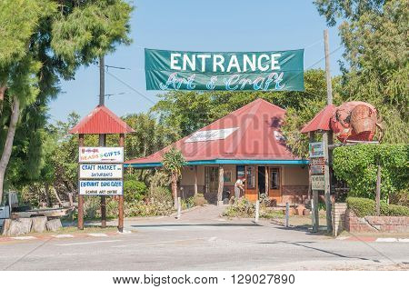 SEDGEFIELD SOUTH AFRICA - MARCH 4 2016: The entrance to an art and crafts centre at The Island in Sedgefield