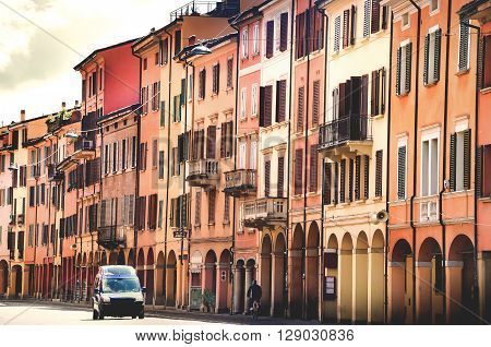 Bologna window balcony texture colorful italy buildings