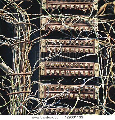 the old a telephone switchboard close up