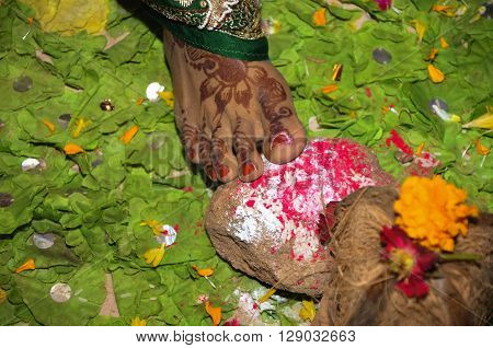 A Indian Groom Performing Indian Rituals For Her Wedding