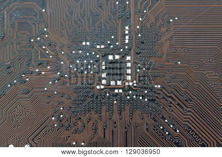 brown electronics background of computer mainboard and have concept about technology.
