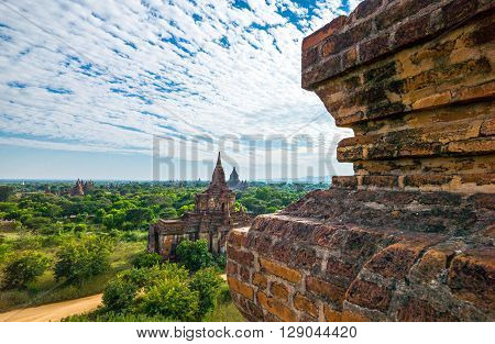 Myanmar, Bagan, the plain with thousand of 880-year old temple ruins.