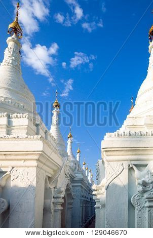 Myanmar Mandalay the Kuthodaw Paya temple known olso as 'the world's biggest book'.