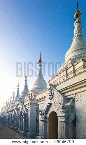 Myanmar Mandalay the Kuthodaw Paya temple known olso as 'the world's biggest book'.