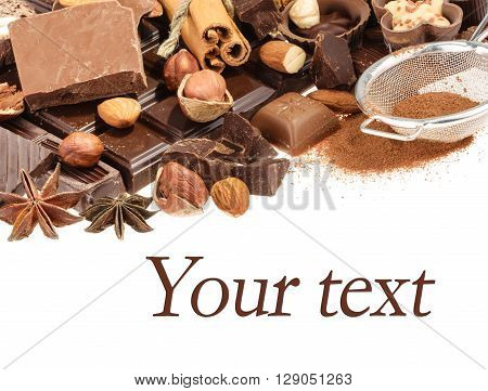 Delicious Chocolates Isolated On White Background