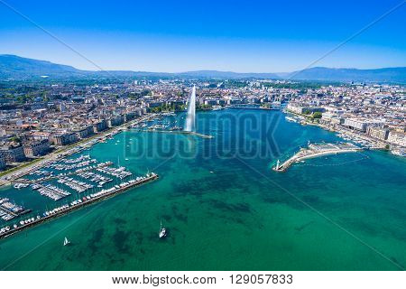 Aerial View Of  Geneva City In Switzerland