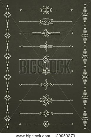 A Set Of Cracked Old-style Dividers On A Noble Dark Green Background