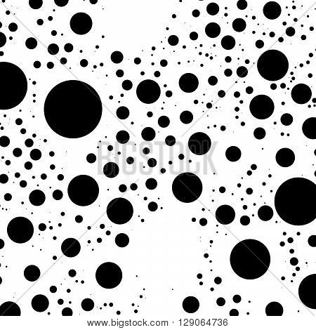 Circles Pattern - Monochrome Black And White Pattern With Scattered, Random Varying Circles. Irregul