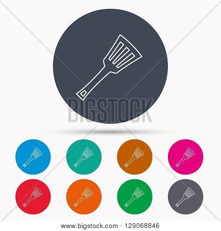 Kitchen utensil icon. Kitchenware spatula sign. Cooking tool symbol. Icons in colour circle buttons. Vector