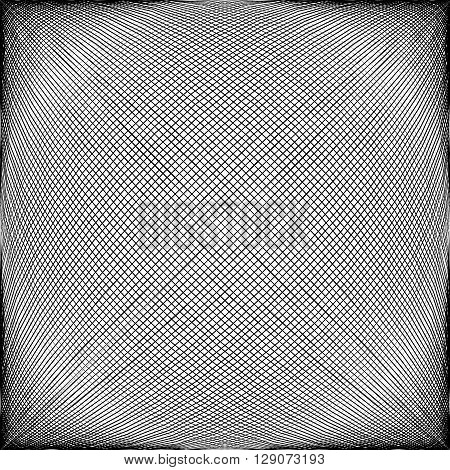 Spherical, Globular Intersecting Lines. Grid, Mesh With Convex Distortion