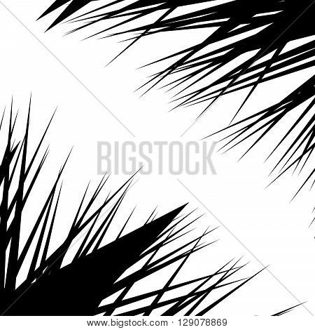Asymmetric, Irregular Element With Scattered Edgy, Pointed Shape. Sharp, Spiky Monochrome Graphic /