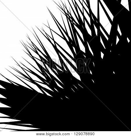 Asymmetric, Irregular Element With Scattered Edgy, Pointed Shape. Sharp, Spiky Monochrome Graphic /