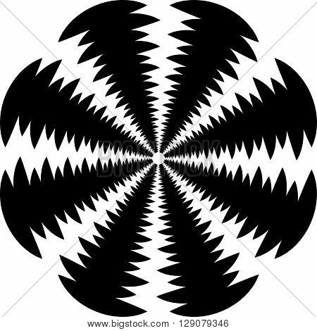 Circular, Rotating Spiral, Vortex Element, Motif. Abstract Geometric Shape. Non-figural Monochrome I