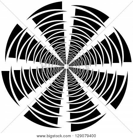 Circular, Rotating Spiral, Vortex Element, Motif. Abstract Geometric Shape. Non-figural Monochrome I